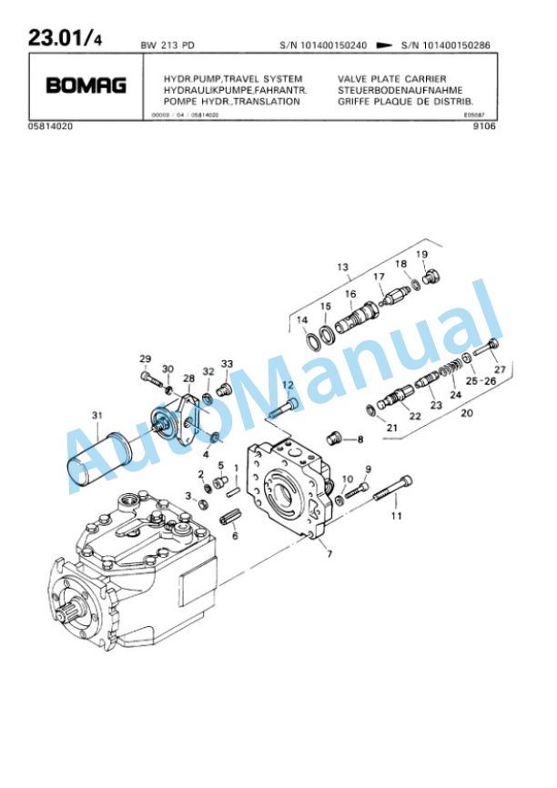 Bomag BW 213 PD Single Drum Wheel Drive Vibratory Roller Spare Parts Catalogue 00810149 2 Bomag BW 213 PD Single Drum Wheel Drive Vibratory Roller Spare Parts Catalogue 00810149-2