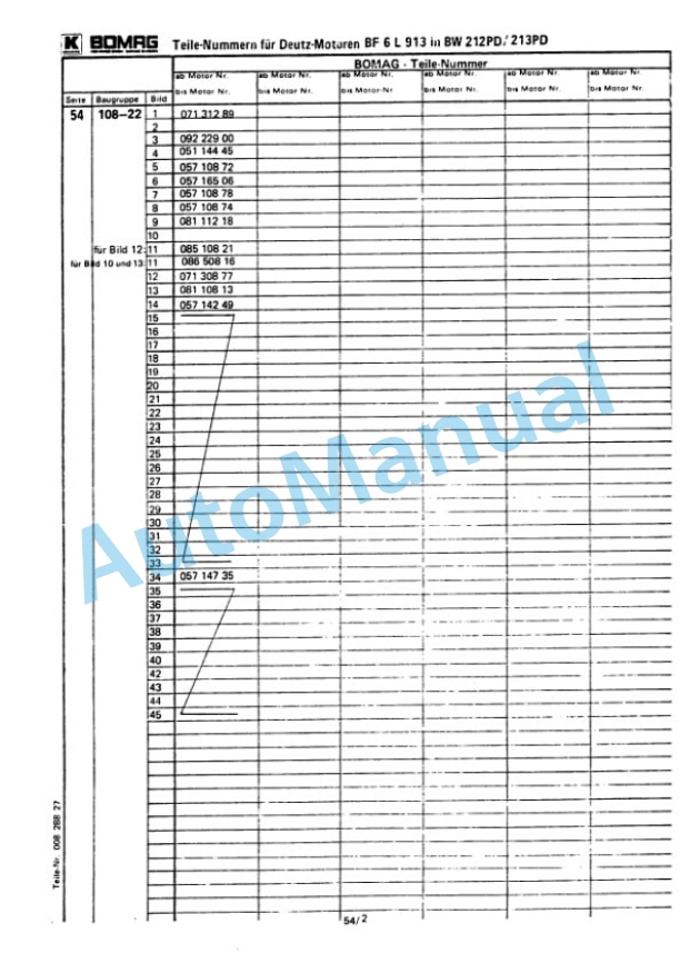 Bomag BW 213 PD Spare Parts Catalogue 00814292 5 Bomag BW 213 PD Spare Parts Catalogue 00814292-5
