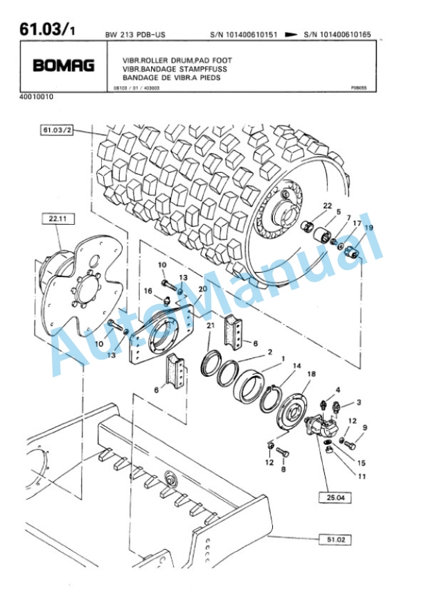 Bomag BW 213 PDB Single Drum Wheel Drive Vibratory Roller Spare Parts Catalogue 00810066 4 Bomag BW 213 PDB Single Drum Wheel Drive Vibratory Roller Spare Parts Catalogue 00810066-4