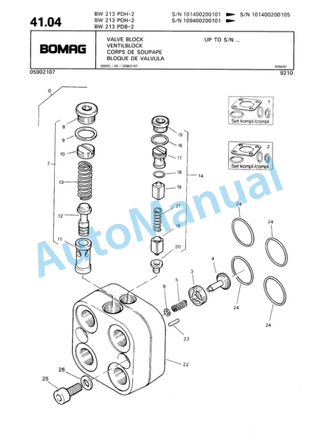 Bomag BW 213 PDH-2, BW 213 PDB-2 Single Drum Wheel Drive Vibratory Roller Spare Parts Catalogue 00810620 2 Bomag BW 213 PDH-2, BW 213 PDB-2 Single Drum Wheel Drive Vibratory Roller Spare Parts Catalogue 00810620-2
