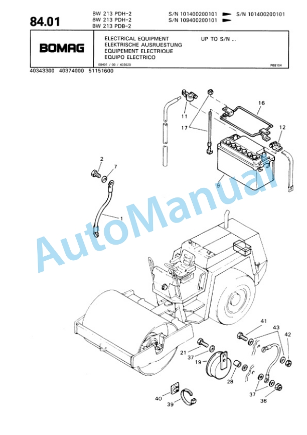 Bomag BW 213 PDH-2, BW 213 PDB-2 Single Drum Wheel Drive Vibratory Roller Spare Parts Catalogue 00810620 3 Bomag BW 213 PDH-2, BW 213 PDB-2 Single Drum Wheel Drive Vibratory Roller Spare Parts Catalogue 00810620-3