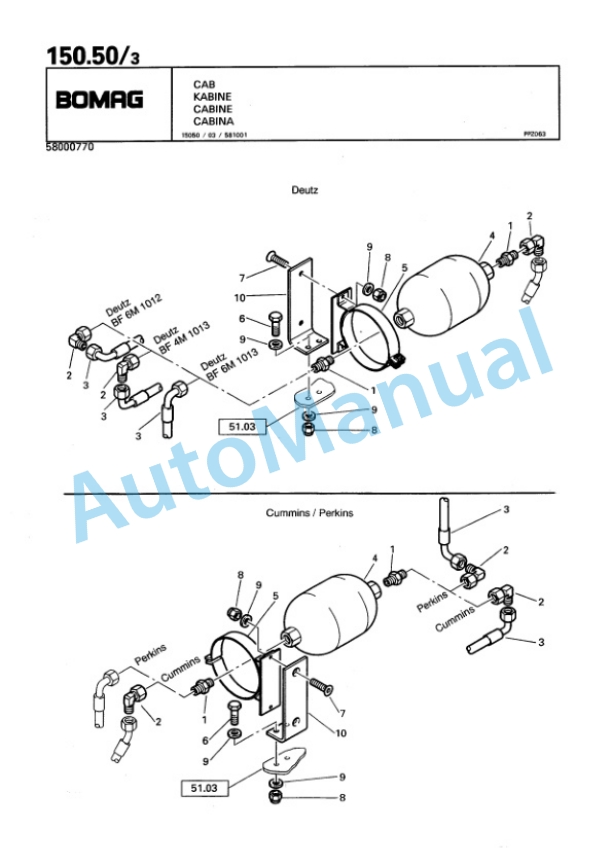Bomag BW 213 PDH-3, BW 213 PDBH-3 Single Drum Wheel Drive Vibratory Roller Spare Parts Catalogue 00815324-3
