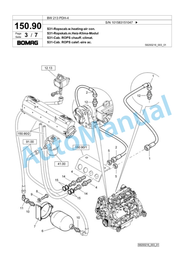 Bomag BW 213 PDH-4 Single Drum Wheel Drive Vibratory Roller Spare Parts Catalogue 00824145 4 Bomag BW 213 PDH-4 Single Drum Wheel Drive Vibratory Roller Spare Parts Catalogue 00824145-4