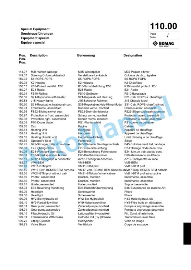 Bomag BW 213 PDH-4i Single Drum Wheel Drive Vibratory Roller Spare Parts Catalogue 00824455 3 Bomag BW 213 PDH-4i Single Drum Wheel Drive Vibratory Roller Spare Parts Catalogue 00824455-3