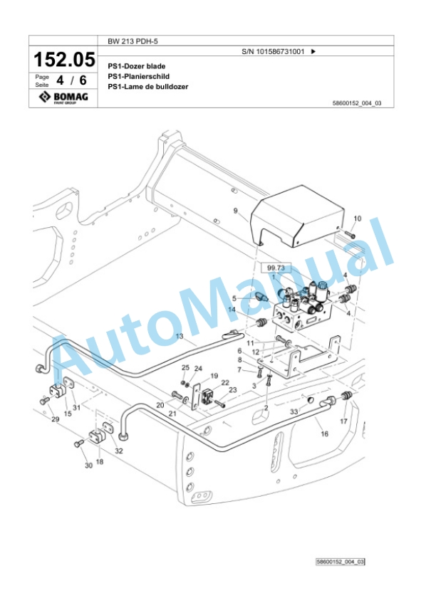 Bomag BW 213 PDH-5 Single Drum Wheel Drive Vibratory Roller Spare Parts Catalogue 00825275 5 Bomag BW 213 PDH-5 Single Drum Wheel Drive Vibratory Roller Spare Parts Catalogue 00825275-5