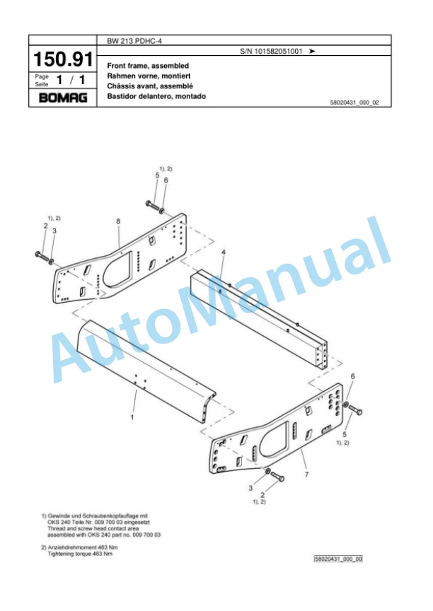 Bomag BW 213 PDHC-4 Single Drum Wheel Drive Vibratory Roller Spare Parts Catalogue 00818117 5 Bomag BW 213 PDHC-4 Single Drum Wheel Drive Vibratory Roller Spare Parts Catalogue 00818117-5