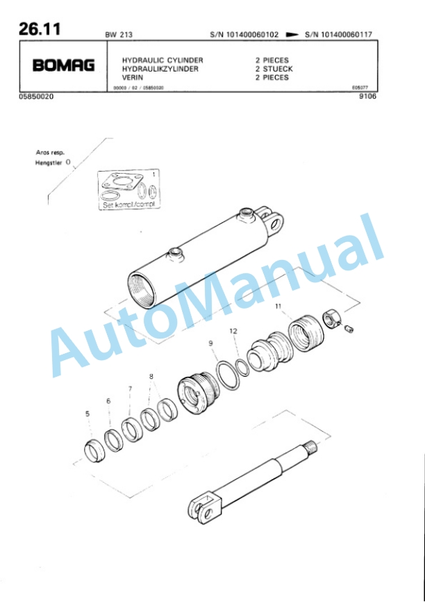 Bomag BW 213 Single Drum Wheel Drive Vibratory Roller Spare Parts Catalogue 00810050 2 Bomag BW 213 Single Drum Wheel Drive Vibratory Roller Spare Parts Catalogue 00810050-2