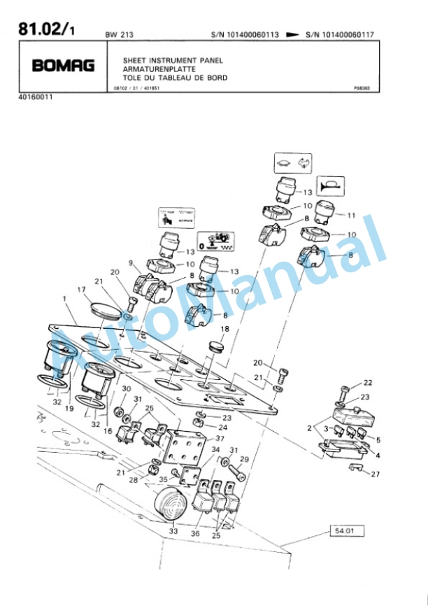 Bomag BW 213 Single Drum Wheel Drive Vibratory Roller Spare Parts Catalogue 00810050 4 Bomag BW 213 Single Drum Wheel Drive Vibratory Roller Spare Parts Catalogue 00810050-4