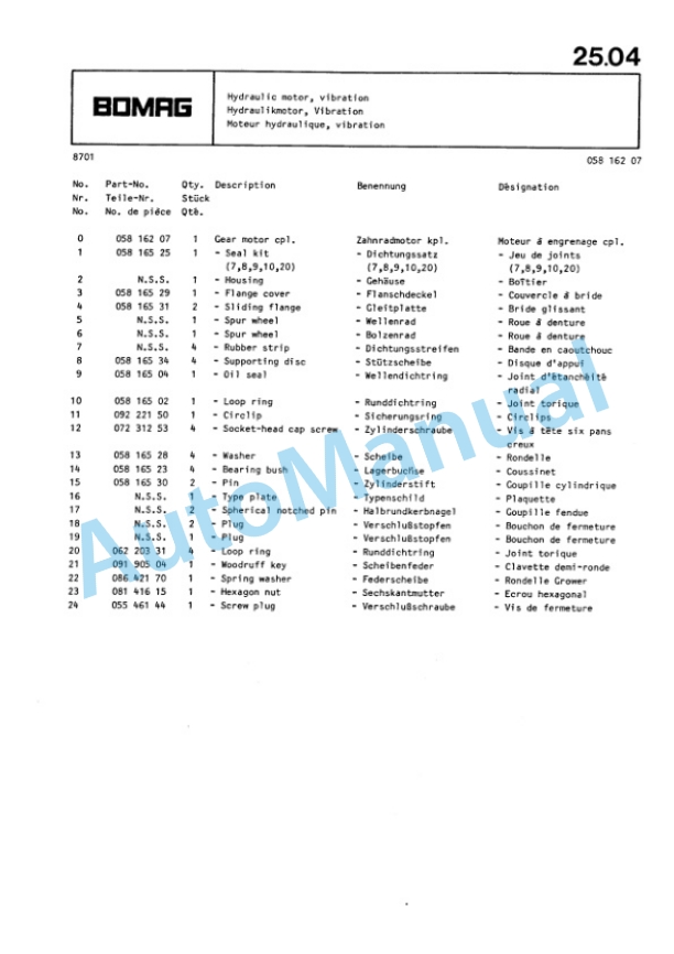 Bomag BW 213 Single Drum Wheel Drive Vibratory Roller Spare Parts Catalogue 00812214 3 Bomag BW 213 Single Drum Wheel Drive Vibratory Roller Spare Parts Catalogue 00812214-3