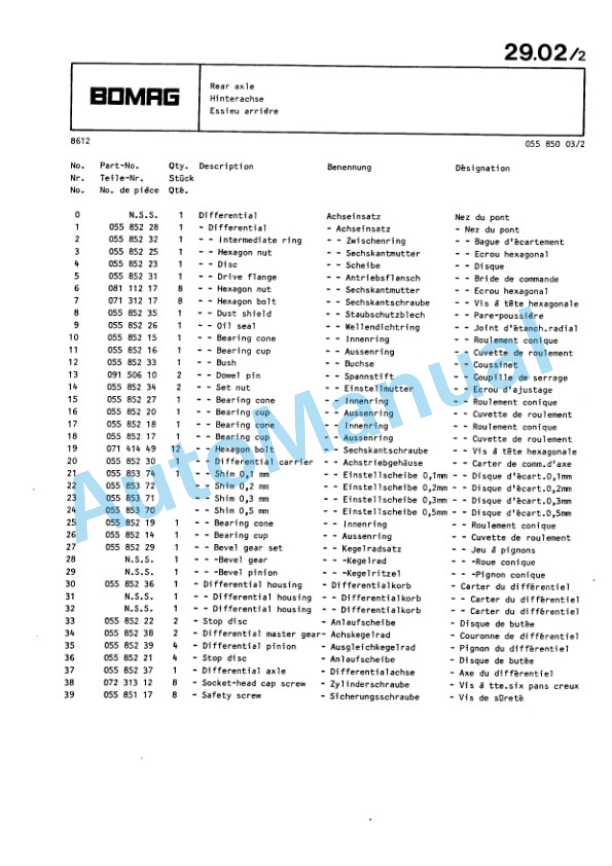 Bomag BW 213 Single Drum Wheel Drive Vibratory Roller Spare Parts Catalogue 00812214 4 Bomag BW 213 Single Drum Wheel Drive Vibratory Roller Spare Parts Catalogue 00812214-4