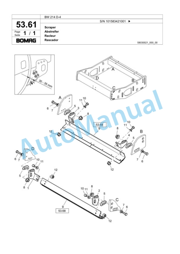 Bomag BW 214 D-4 Single Drum Wheel Drive Vibratory Roller Spare Parts Catalogue 00818651 2 Bomag BW 214 D-4 Single Drum Wheel Drive Vibratory Roller Spare Parts Catalogue 00818651-2