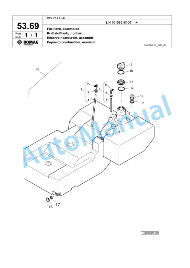 Bomag BW 214 D-4i Single Drum Wheel Drive Vibratory Roller Spare Parts Catalogue 00824457 2 Bomag BW 214 D-4i Single Drum Wheel Drive Vibratory Roller Spare Parts Catalogue 00824457-2