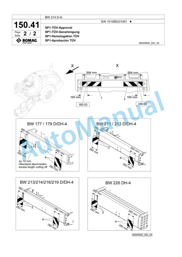 Bomag BW 214 D-4i Single Drum Wheel Drive Vibratory Roller Spare Parts Catalogue 00824687 4 Bomag BW 214 D-4i Single Drum Wheel Drive Vibratory Roller Spare Parts Catalogue 00824687-4