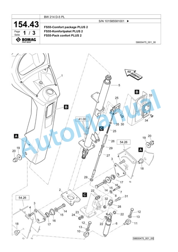 Bomag BW 214 D-5 PL Single Drum Wheel Drive Vibratory Roller Spare Parts Catalogue 00827263 4 Bomag BW 214 D-5 PL Single Drum Wheel Drive Vibratory Roller Spare Parts Catalogue 00827263-4