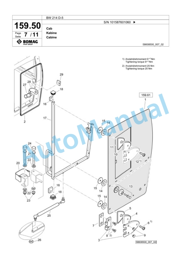 Bomag BW 214 D-5 Single Drum Wheel Drive Vibratory Roller Spare Parts Catalogue 00826359 4 Bomag BW 214 D-5 Single Drum Wheel Drive Vibratory Roller Spare Parts Catalogue 00826359-4