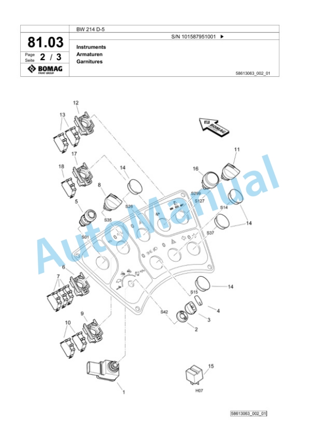 Bomag BW 214 D-5 Single Drum Wheel Drive Vibratory Roller Spare Parts Catalogue 00826953 2 Bomag BW 214 D-5 Single Drum Wheel Drive Vibratory Roller Spare Parts Catalogue 00826953-2