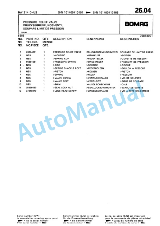 Bomag BW 214 D, BW 214 PD Single Drum Wheel Drive Vibratory Roller Spare Parts Catalogue 00810039 2 Bomag BW 214 D, BW 214 PD Single Drum Wheel Drive Vibratory Roller Spare Parts Catalogue 00810039-2