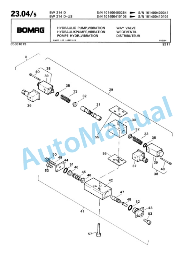 Bomag BW 214 D Single Drum Wheel Drive Vibratory Roller Spare Parts Catalogue 00810139 2 Bomag BW 214 D Single Drum Wheel Drive Vibratory Roller Spare Parts Catalogue 00810139-2