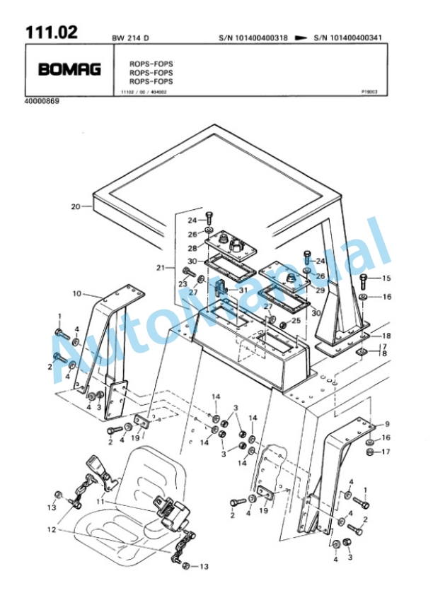 Bomag BW 214 D Single Drum Wheel Drive Vibratory Roller Spare Parts Catalogue 00810139 5 Bomag BW 214 D Single Drum Wheel Drive Vibratory Roller Spare Parts Catalogue 00810139-5