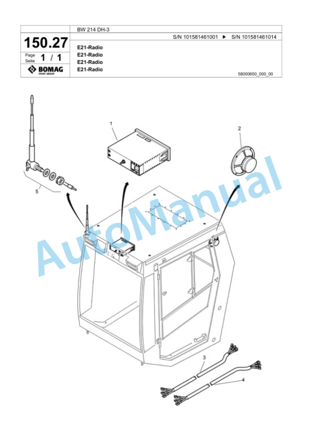 Bomag BW 214 DH-3 Single Drum Wheel Drive Vibratory Roller Spare Parts Catalogue 00817592 5 Bomag BW 214 DH-3 Single Drum Wheel Drive Vibratory Roller Spare Parts Catalogue 00817592-5