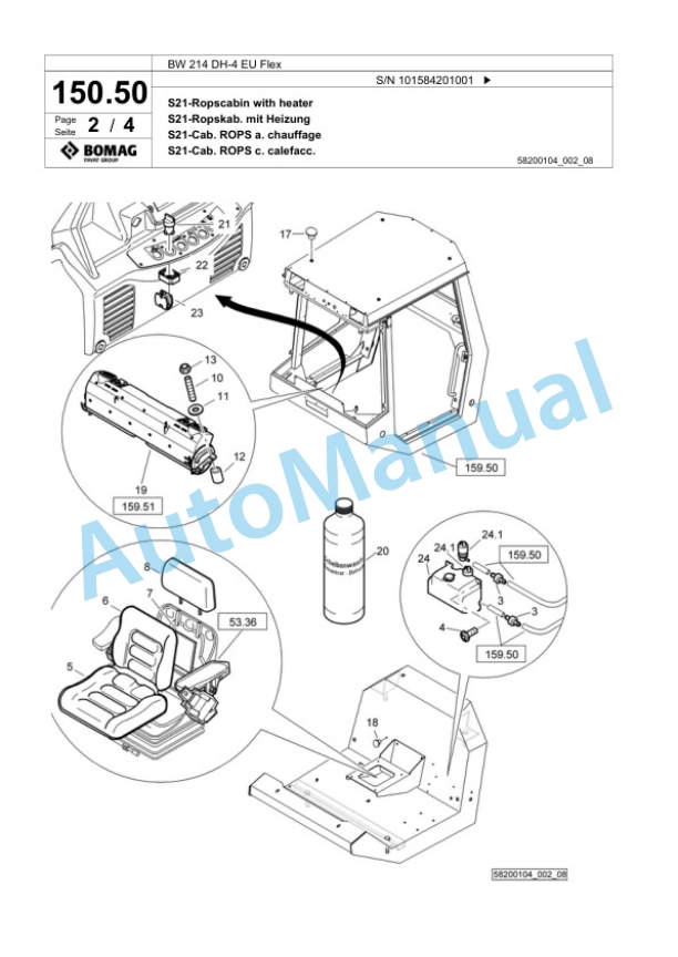 Bomag BW 214 DH-4 EU Flex Single Drum Wheel Drive Vibratory Roller Spare Parts Catalogue 00824565 4 Bomag BW 214 DH-4 EU Flex Single Drum Wheel Drive Vibratory Roller Spare Parts Catalogue 00824565-4