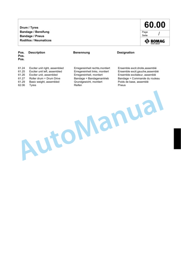 Bomag BW 214 DH-4i Single Drum Wheel Drive Vibratory Roller Spare Parts Catalogue 00824459 2 Bomag BW 214 DH-4i Single Drum Wheel Drive Vibratory Roller Spare Parts Catalogue 00824459-2