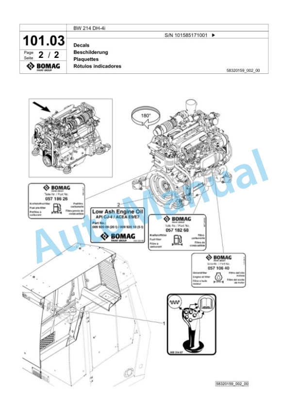 Bomag BW 214 DH-4i Single Drum Wheel Drive Vibratory Roller Spare Parts Catalogue 00824459 3 Bomag BW 214 DH-4i Single Drum Wheel Drive Vibratory Roller Spare Parts Catalogue 00824459-3