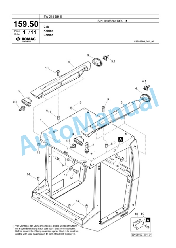 Bomag BW 214 DH-5 Single Drum Wheel Drive Vibratory Roller Spare Parts Catalogue 00826437 5 Bomag BW 214 DH-5 Single Drum Wheel Drive Vibratory Roller Spare Parts Catalogue 00826437-5