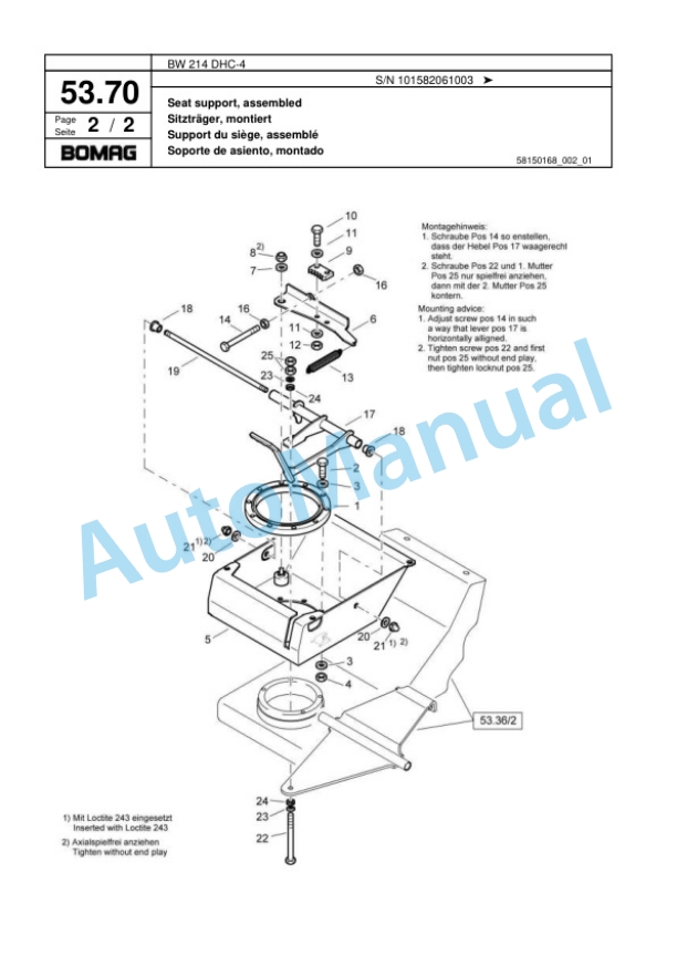 Bomag BW 214 DHC-4 Single Drum Wheel Drive Vibratory Roller Spare Parts Catalogue 00818029 2 Bomag BW 214 DHC-4 Single Drum Wheel Drive Vibratory Roller Spare Parts Catalogue 00818029-2