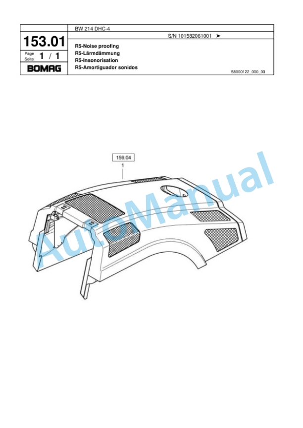 Bomag BW 214 DHC-4 Single Drum Wheel Drive Vibratory Roller Spare Parts Catalogue 00818029 5 Bomag BW 214 DHC-4 Single Drum Wheel Drive Vibratory Roller Spare Parts Catalogue 00818029-5