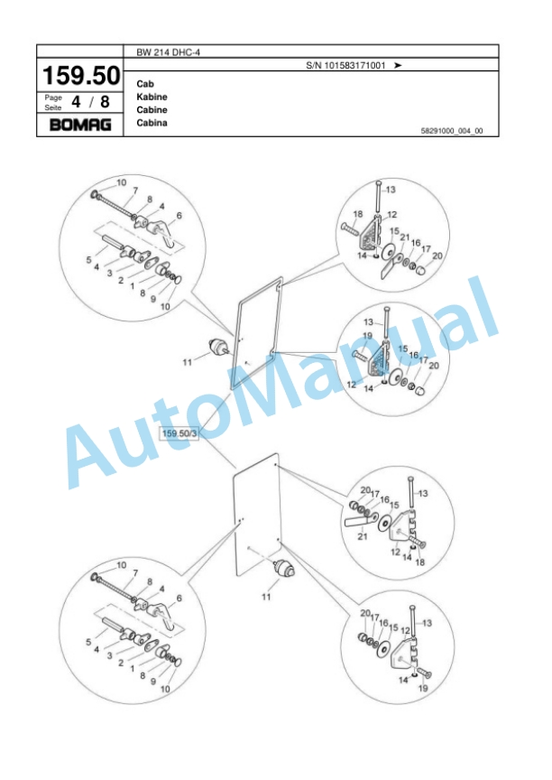 Bomag BW 214 DHC-4 Single Drum Wheel Drive Vibratory Roller Spare Parts Catalogue 00818337 4 Bomag BW 214 DHC-4 Single Drum Wheel Drive Vibratory Roller Spare Parts Catalogue 00818337-4