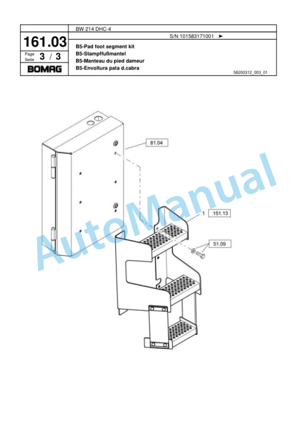 Bomag BW 214 DHC-4 Single Drum Wheel Drive Vibratory Roller Spare Parts Catalogue 00818337 5 Bomag BW 214 DHC-4 Single Drum Wheel Drive Vibratory Roller Spare Parts Catalogue 00818337-5