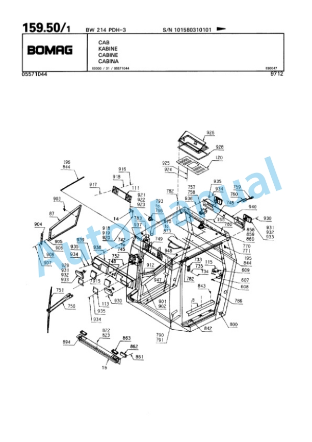 Bomag BW 214 PDH-3 Single Drum Wheel Drive Vibratory Roller Spare Parts Catalogue 00815331 5 Bomag BW 214 PDH-3 Single Drum Wheel Drive Vibratory Roller Spare Parts Catalogue 00815331-5