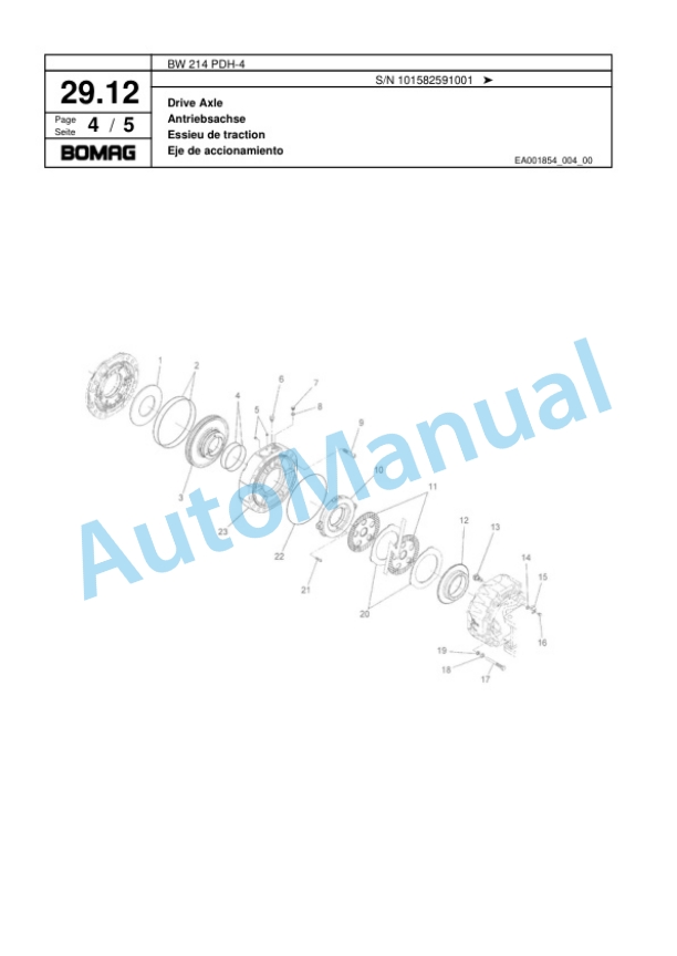 Bomag BW 214 PDH-4 Single Drum Wheel Drive Vibratory Roller Spare Parts Catalogue 00817791 2 Bomag BW 214 PDH-4 Single Drum Wheel Drive Vibratory Roller Spare Parts Catalogue 00817791-2