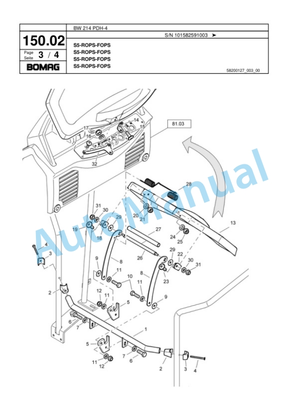 Bomag BW 214 PDH-4 Single Drum Wheel Drive Vibratory Roller Spare Parts Catalogue 00817791 5 Bomag BW 214 PDH-4 Single Drum Wheel Drive Vibratory Roller Spare Parts Catalogue 00817791-5
