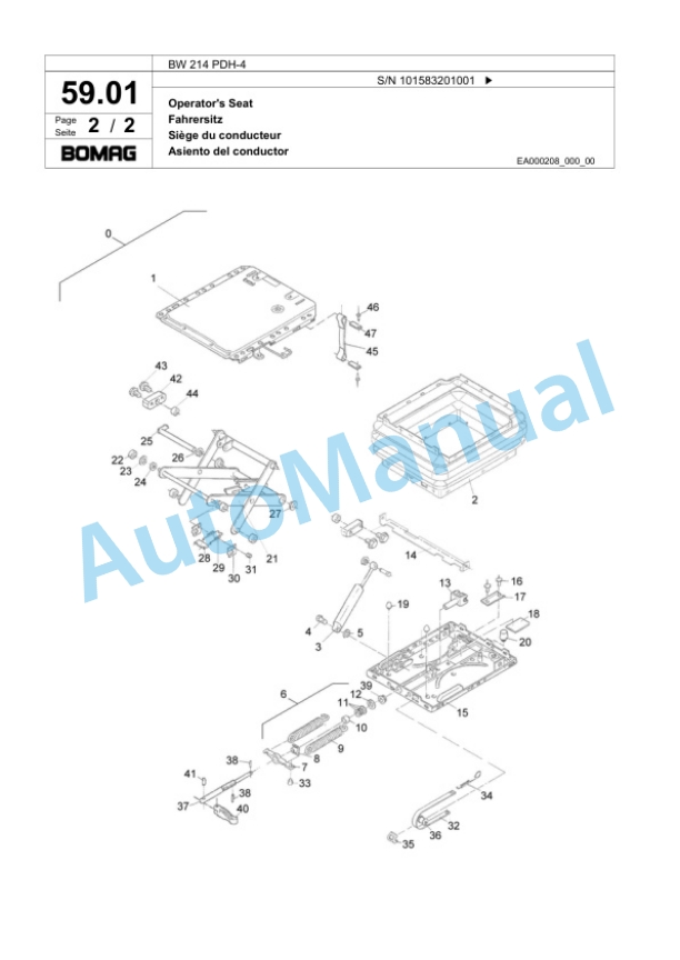 Bomag BW 214 PDH-4 Single Drum Wheel Drive Vibratory Roller Spare Parts Catalogue 00818345 2 Bomag BW 214 PDH-4 Single Drum Wheel Drive Vibratory Roller Spare Parts Catalogue 00818345-2