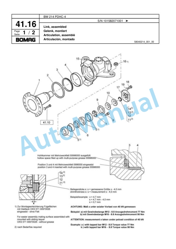 Bomag BW 214 PDHC-4 Single Drum Wheel Drive Vibratory Roller Spare Parts Catalogue 00818119 2 Bomag BW 214 PDHC-4 Single Drum Wheel Drive Vibratory Roller Spare Parts Catalogue 00818119-2
