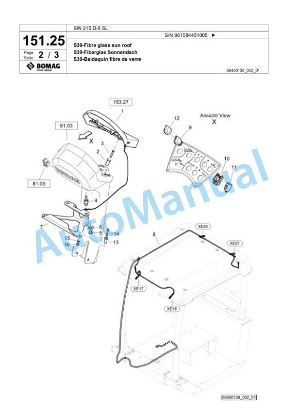 Bomag BW 215 D-5 SL Single Drum Wheel Drive Vibratory Roller Spare Parts Catalogue 00826713 4 Bomag BW 215 D-5 SL Single Drum Wheel Drive Vibratory Roller Spare Parts Catalogue 00826713-4