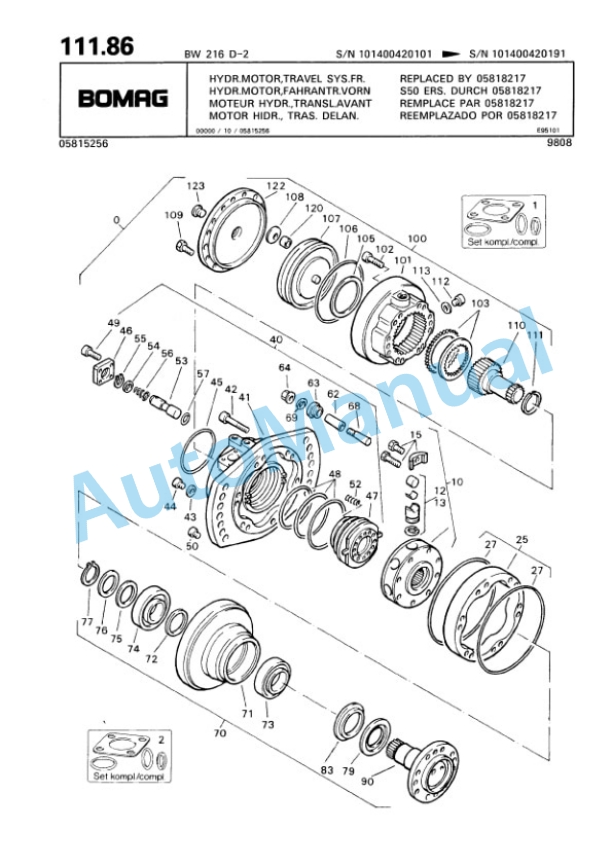 Bomag BW 216 D-2, BW 216 PD-2 Single Drum Wheel Drive Vibratory Roller Spare Parts Catalogue 00810642 4 Bomag BW 216 D-2, BW 216 PD-2 Single Drum Wheel Drive Vibratory Roller Spare Parts Catalogue 00810642-4