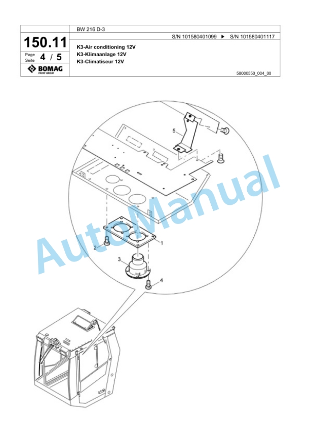 Bomag BW 216 D-3 Single Drum Wheel Drive Vibratory Roller Spare Parts Catalogue 00817214 4 Bomag BW 216 D-3 Single Drum Wheel Drive Vibratory Roller Spare Parts Catalogue 00817214-4