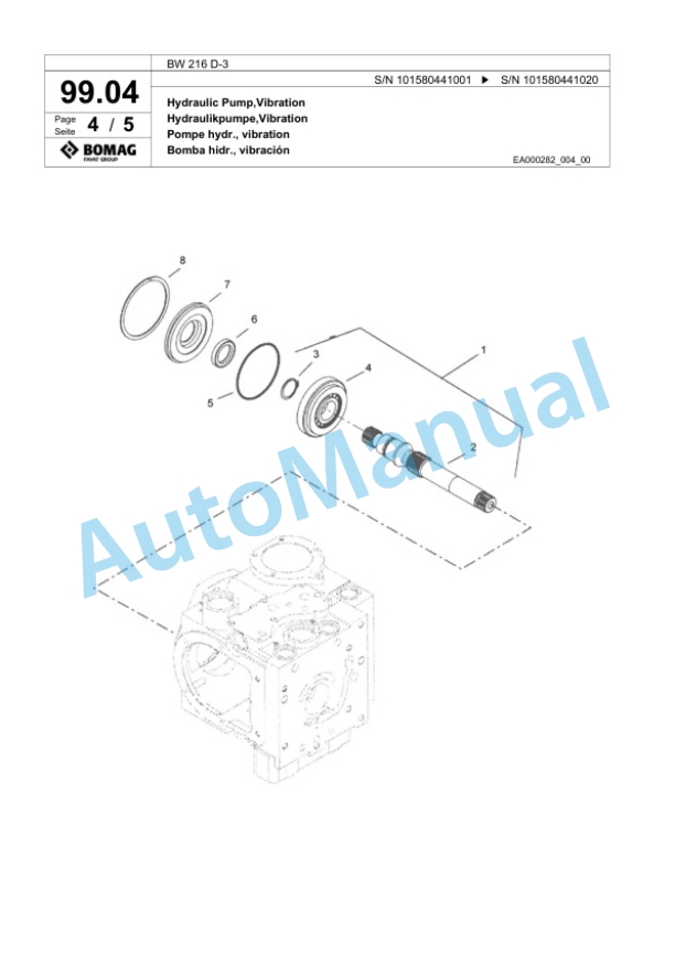 Bomag BW 216 D-3 Single Drum Wheel Drive Vibratory Roller Spare Parts Catalogue 00817535 3 Bomag BW 216 D-3 Single Drum Wheel Drive Vibratory Roller Spare Parts Catalogue 00817535-3