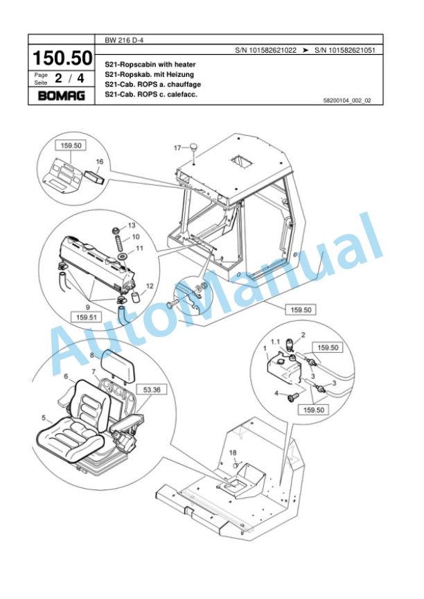 Bomag BW 216 D-4 Single Drum Wheel Drive Vibratory Roller Spare Parts Catalogue 00817797 4 Bomag BW 216 D-4 Single Drum Wheel Drive Vibratory Roller Spare Parts Catalogue 00817797-4