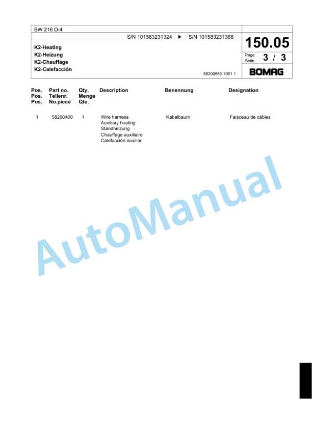 Bomag BW 216 D-4 Single Drum Wheel Drive Vibratory Roller Spare Parts Catalogue 00818351 3 Bomag BW 216 D-4 Single Drum Wheel Drive Vibratory Roller Spare Parts Catalogue 00818351-3