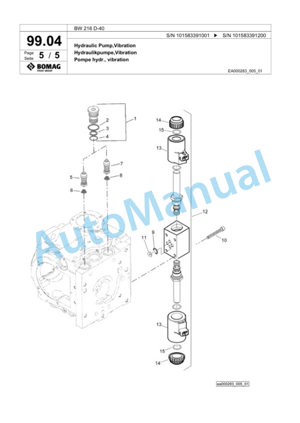 Bomag BW 216 D-40 Single Drum Wheel Drive Vibratory Roller Spare Parts Catalogue 00818611 2 Bomag BW 216 D-40 Single Drum Wheel Drive Vibratory Roller Spare Parts Catalogue 00818611-2