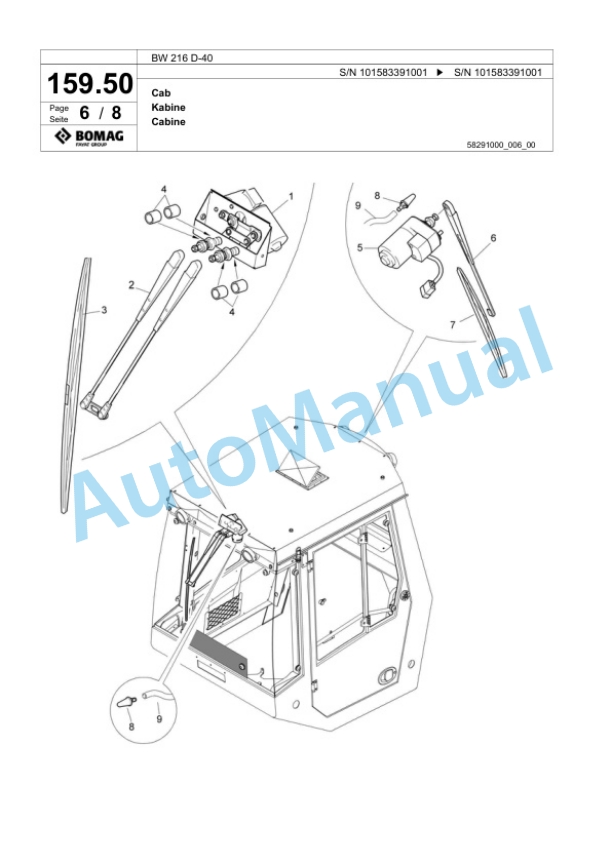 Bomag BW 216 D-40 Single Drum Wheel Drive Vibratory Roller Spare Parts Catalogue 00818611 5 Bomag BW 216 D-40 Single Drum Wheel Drive Vibratory Roller Spare Parts Catalogue 00818611-5