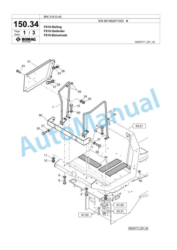 Bomag BW 216 D-40 Single Drum Wheel Drive Vibratory Roller Spare Parts Catalogue 00826185 4 Bomag BW 216 D-40 Single Drum Wheel Drive Vibratory Roller Spare Parts Catalogue 00826185-4