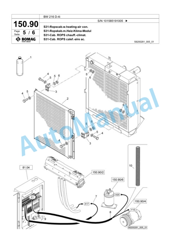 Bomag BW 216 D-4i Single Drum Wheel Drive Vibratory Roller Spare Parts Catalogue 00824463 4 Bomag BW 216 D-4i Single Drum Wheel Drive Vibratory Roller Spare Parts Catalogue 00824463-4