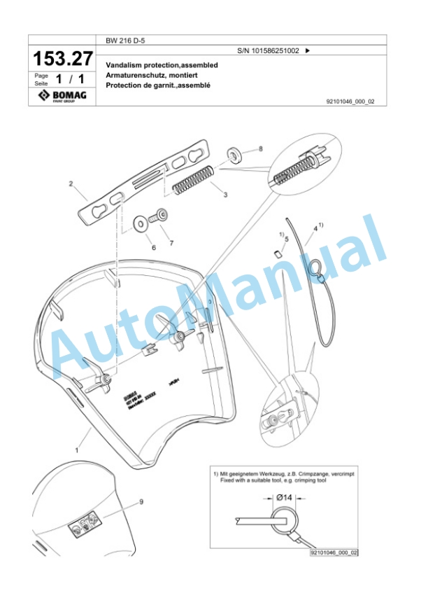Bomag BW 216 D-5 Single Drum Wheel Drive Vibratory Roller Spare Parts Catalogue 00824579 5 Bomag BW 216 D-5 Single Drum Wheel Drive Vibratory Roller Spare Parts Catalogue 00824579-5