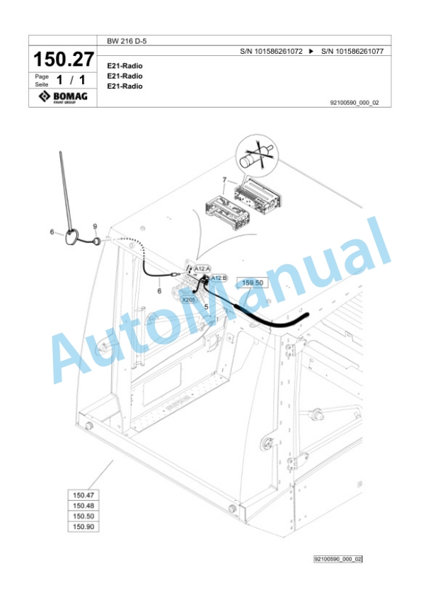 Bomag BW 216 D-5 Single Drum Wheel Drive Vibratory Roller Spare Parts Catalogue 00824869 4 Bomag BW 216 D-5 Single Drum Wheel Drive Vibratory Roller Spare Parts Catalogue 00824869-4