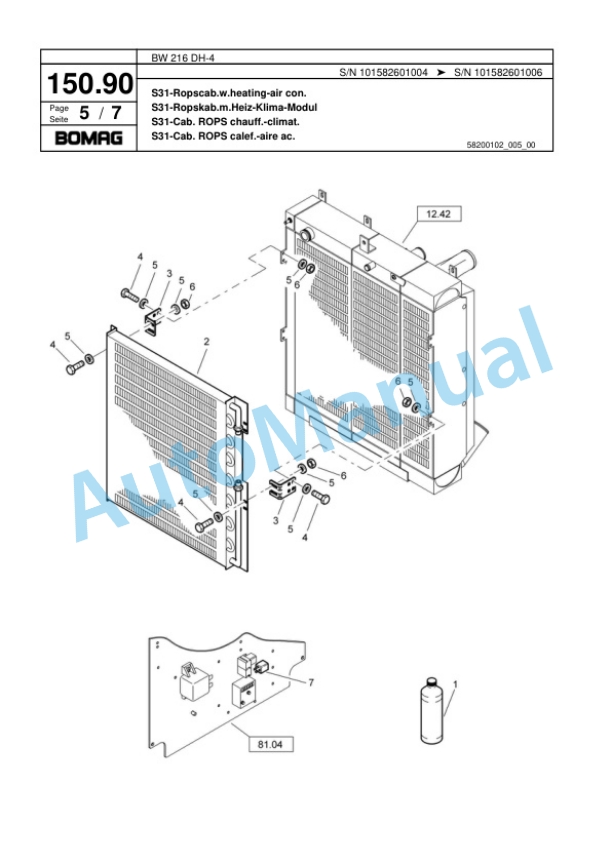Bomag BW 216 DH-4 Single Drum Wheel Drive Vibratory Roller Spare Parts Catalogue 00817793 5 Bomag BW 216 DH-4 Single Drum Wheel Drive Vibratory Roller Spare Parts Catalogue 00817793-5